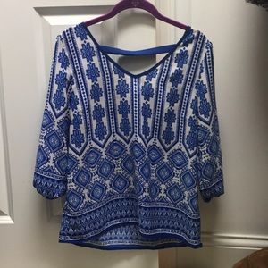 Blue and white blouse